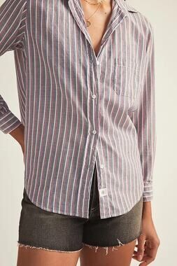 Grayson The Hero Blue Pink White Stripe Button Down Shirt Minimalist 3 / Medium